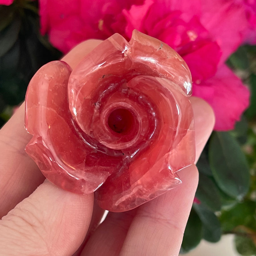 Gemstone Rhodochrosite Crystal Rose Carving