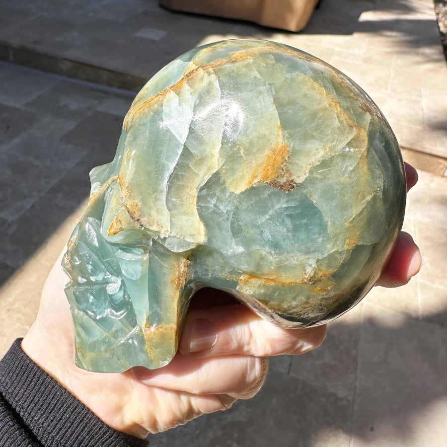 Rare Lemurian Aquatine Calcite Crystal Skull