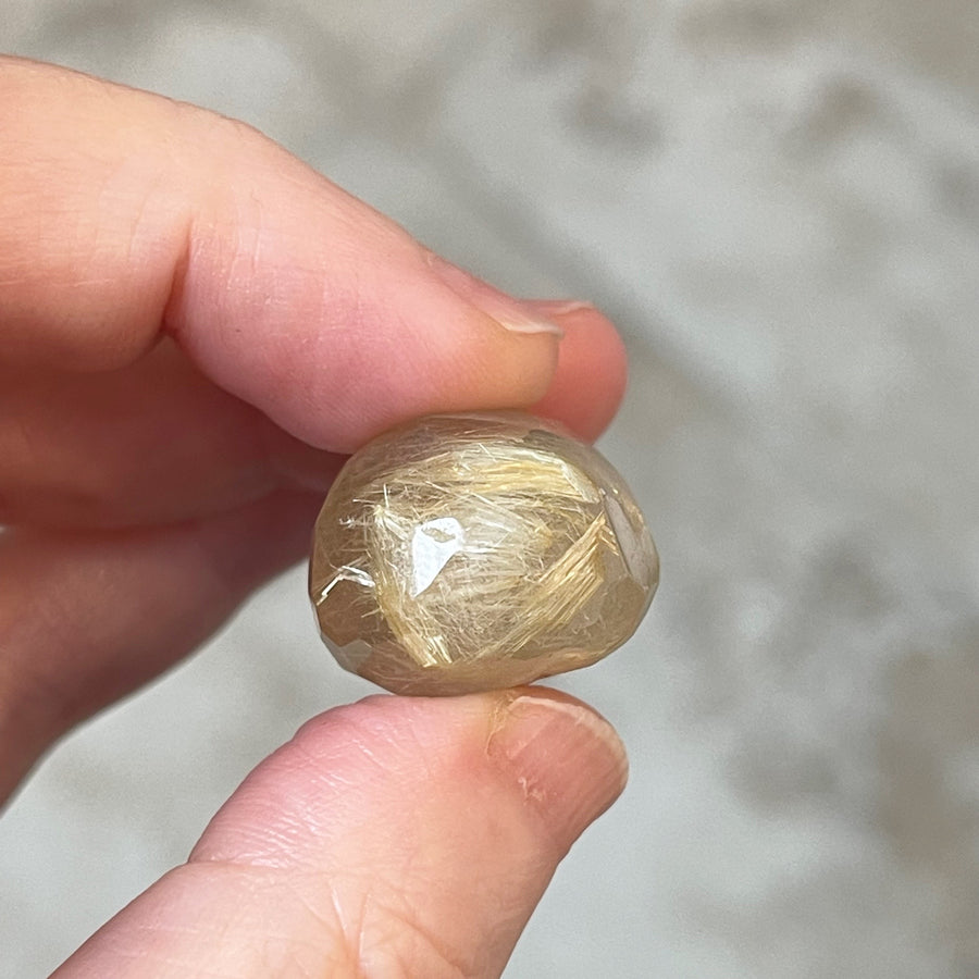 Faceted Golden Rutile in Quartz Crystal Pendant