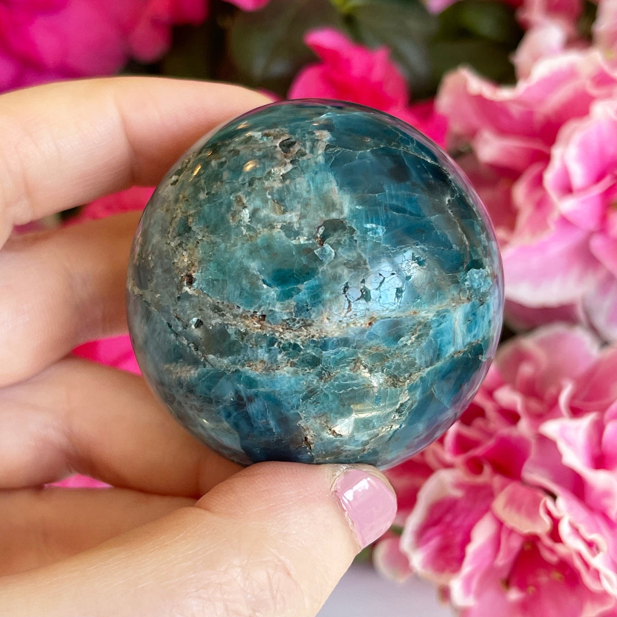 Blue Apatite Crystal Sphere