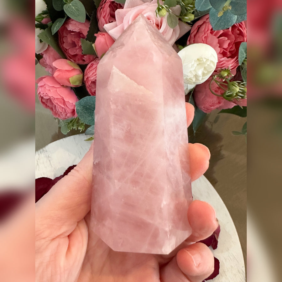 Rose Quartz Crystal Tower