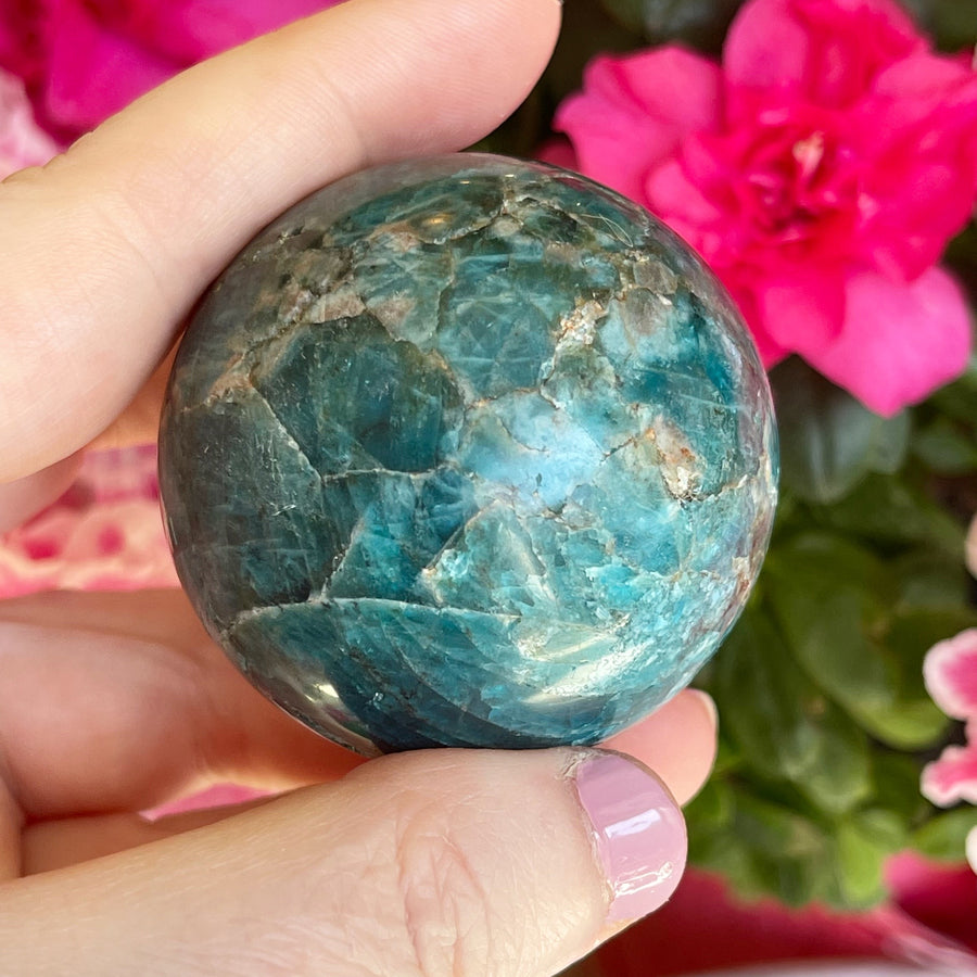 Blue Apatite Crystal Sphere