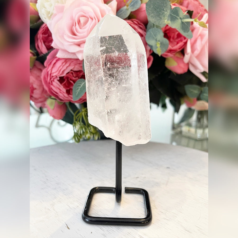 Raw Quartz Point on Metal Stand