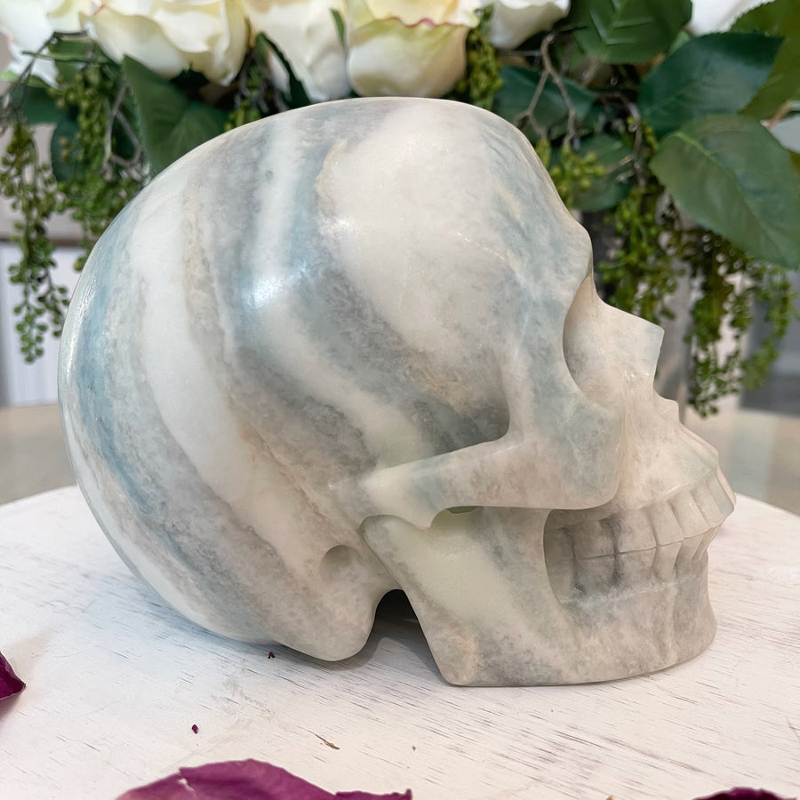 Huge Blue Fluorite Crystal Skull