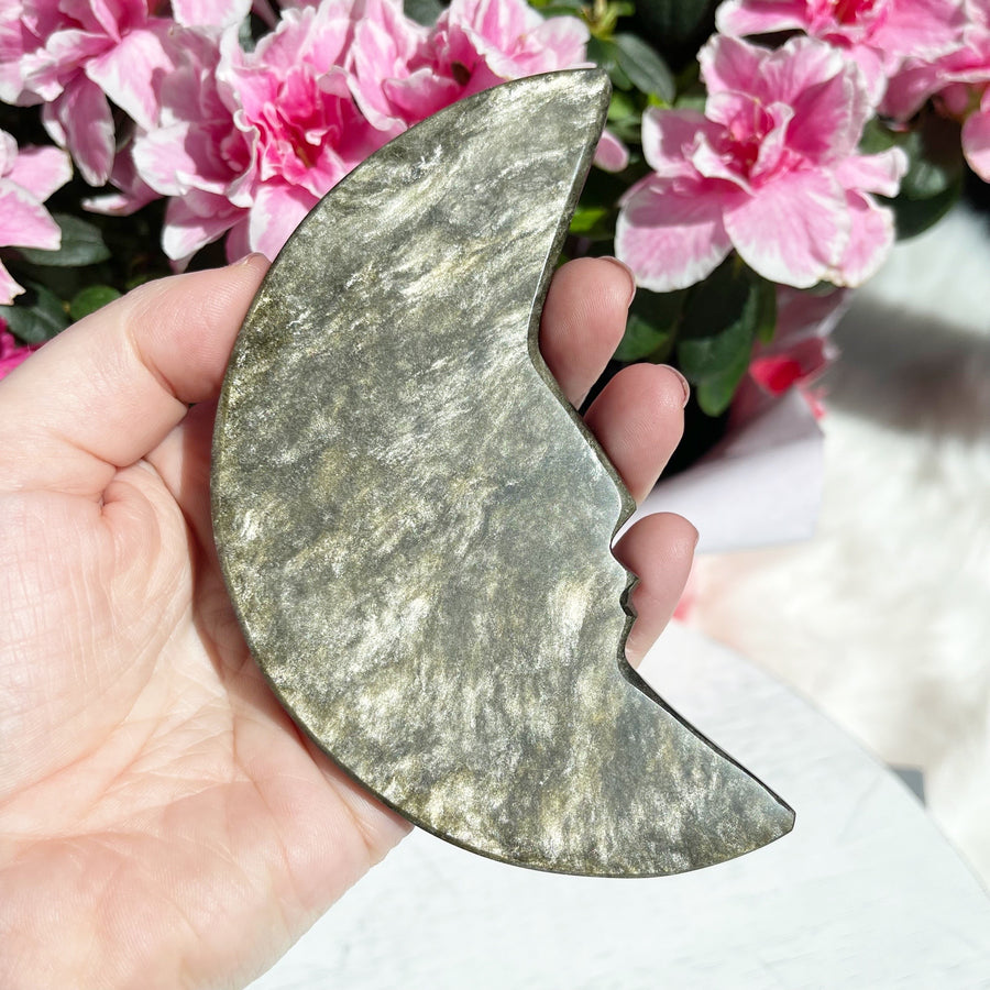 Large Gold Sheen Obsidian Moon