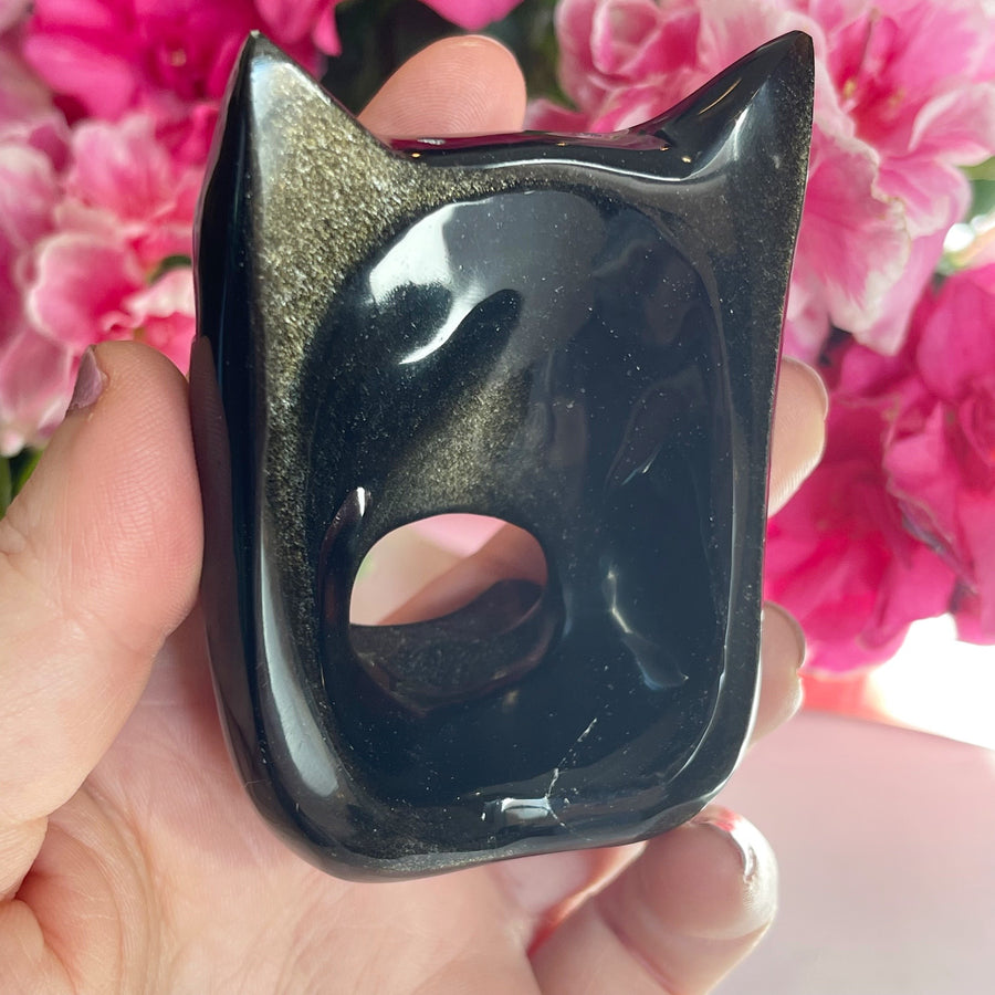 Gold Sheen Obsidian Jaguar Carving