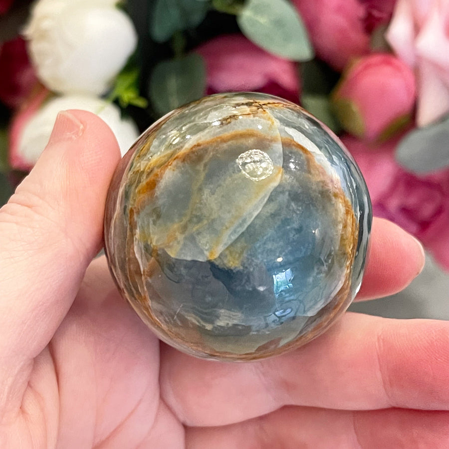Rare Lemurian Aquatine Calcite Crystal Sphere