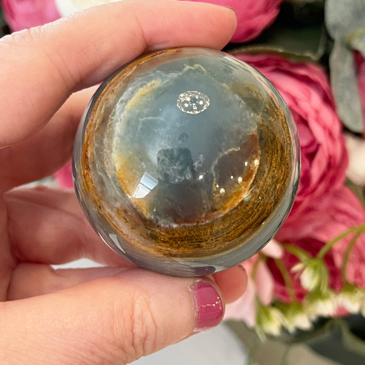 Rare Lemurian Aquatine Calcite Crystal Sphere