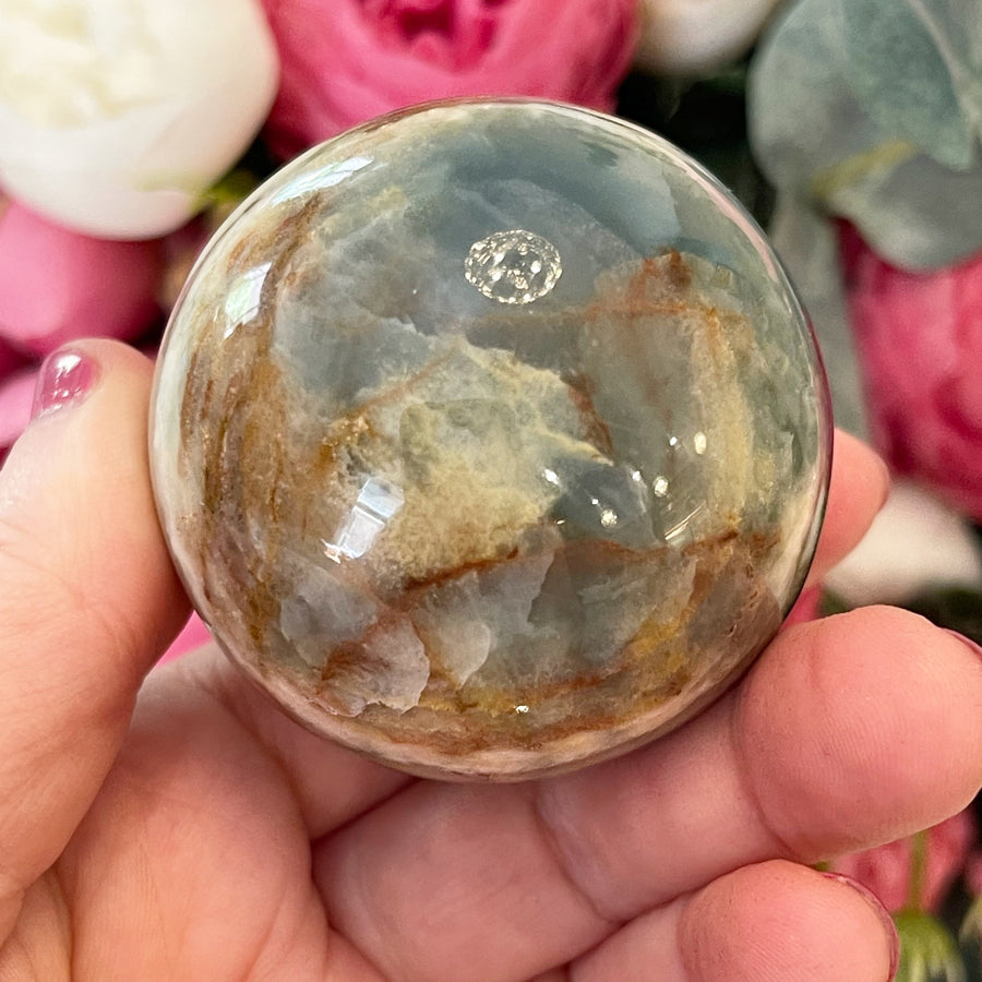 Rare Lemurian Aquatine Calcite Crystal Sphere