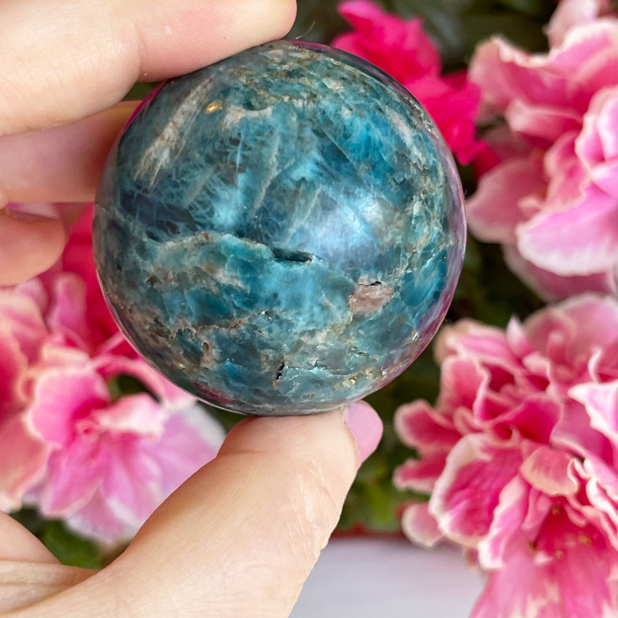 Blue Apatite Crystal Sphere