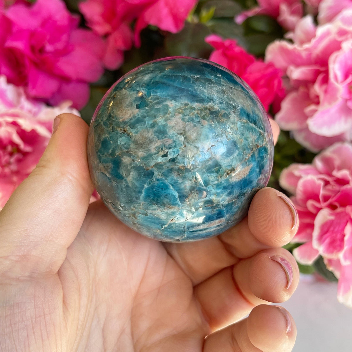 Blue Apatite Crystal Sphere