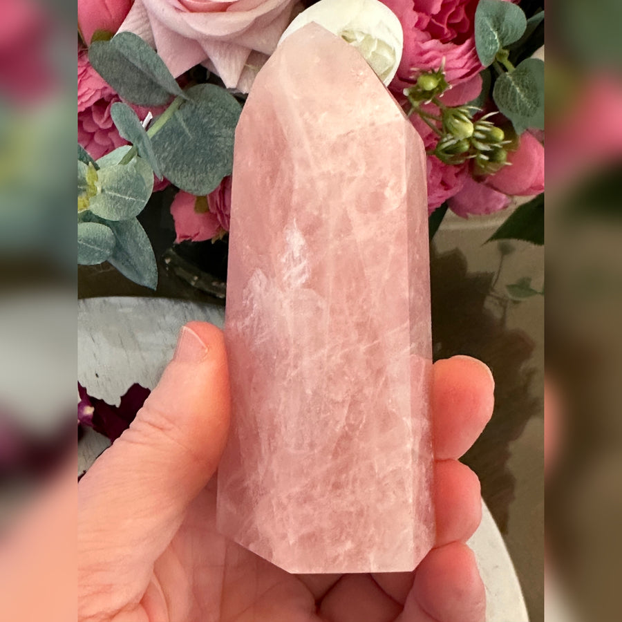 Rose Quartz Crystal Tower