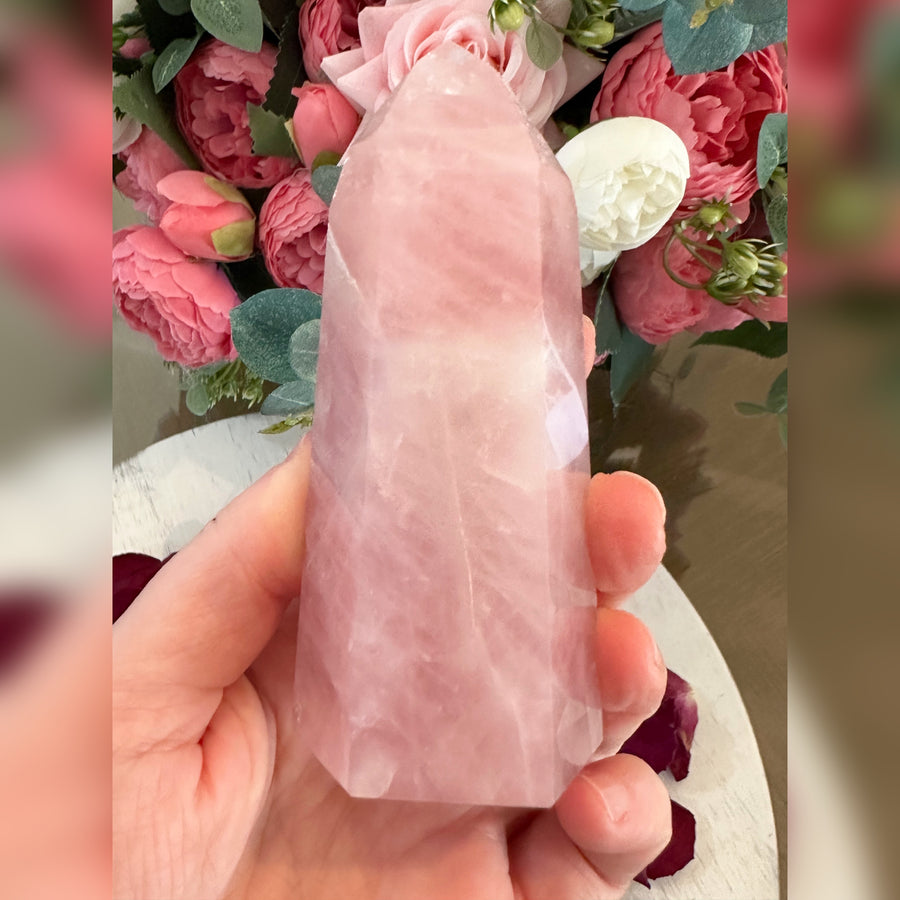 Rose Quartz Crystal Tower