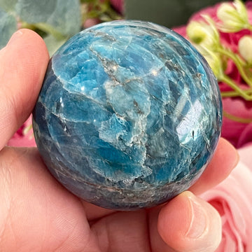 Natural Blue Apatite Crystal Sphere