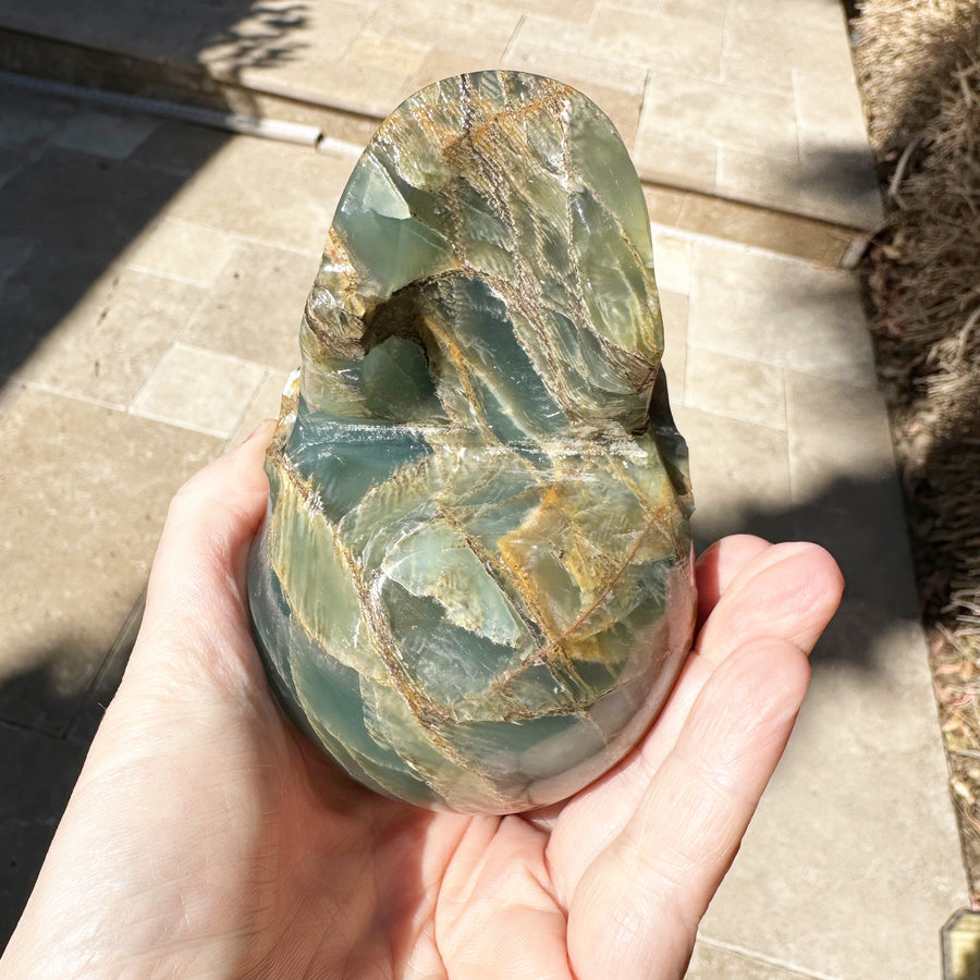 Rare Lemurian Aquatine Calcite Crystal Skull