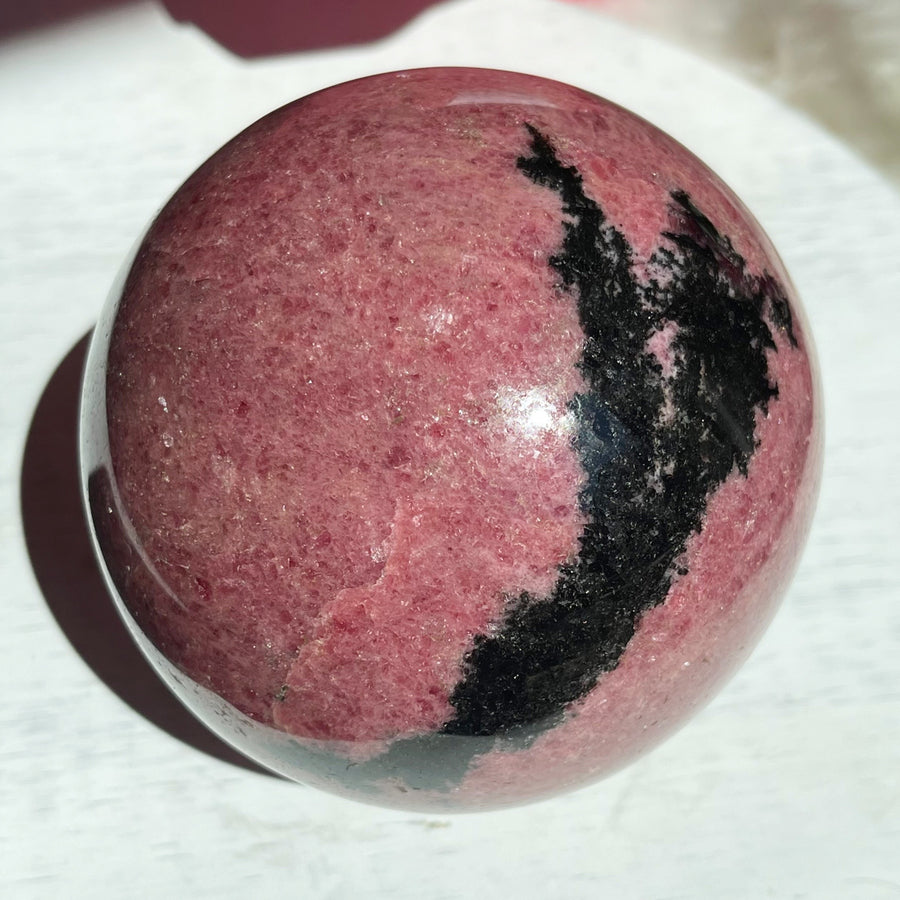 Large Pink Rhodonite Crystal Sphere