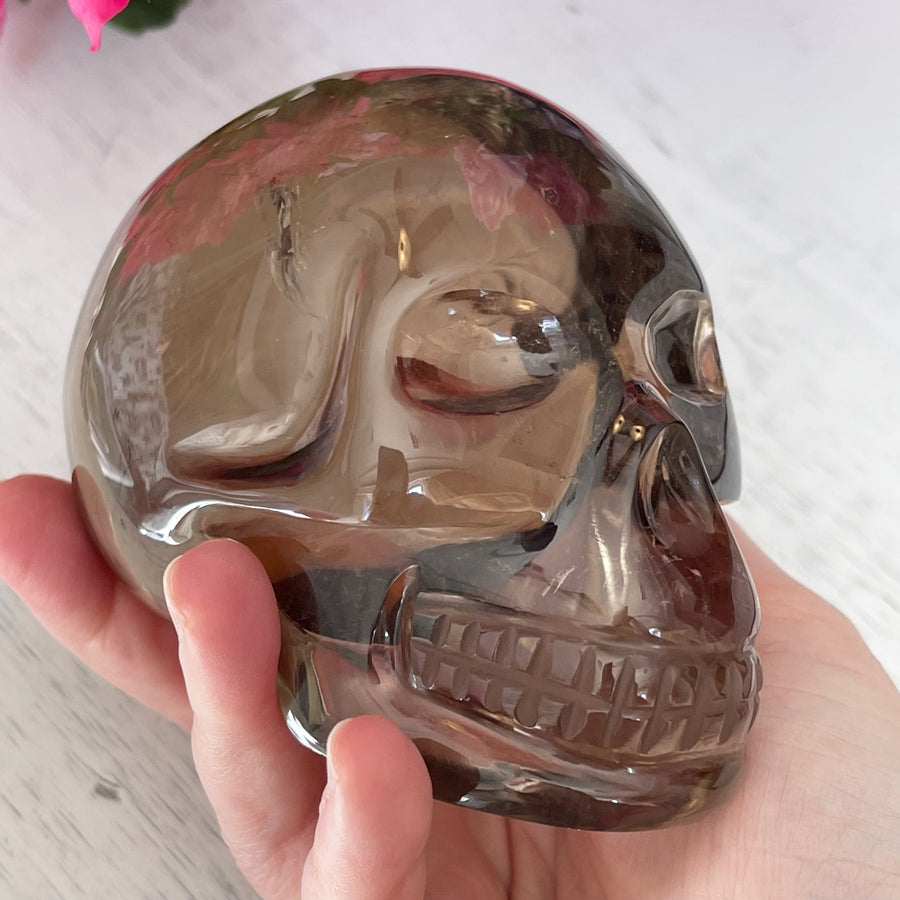 Natural Smokey Citrine Crystal Skull Carved by Wilson Venturini