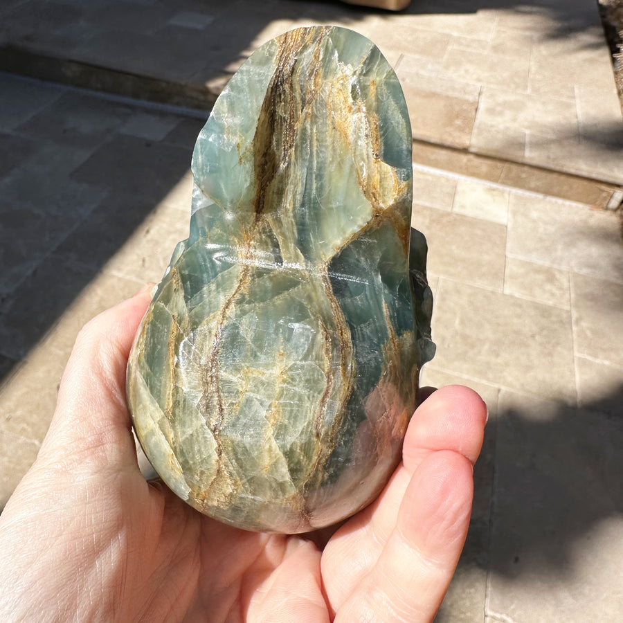 Rare Lemurian Aquatine Calcite Crystal Skull