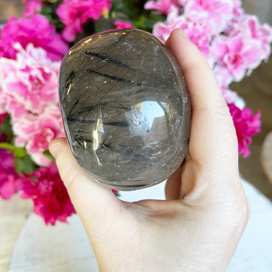 Tourmaline Rutile Quartz Crystal Skull from Brazil