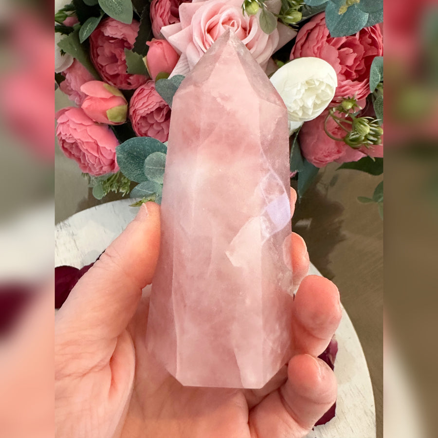 Rose Quartz Crystal Tower