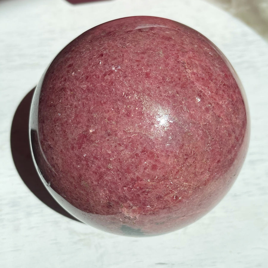 Large Pink Rhodonite Crystal Sphere