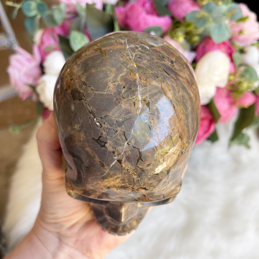 Dinosaur Egg Agate Crystal Skull