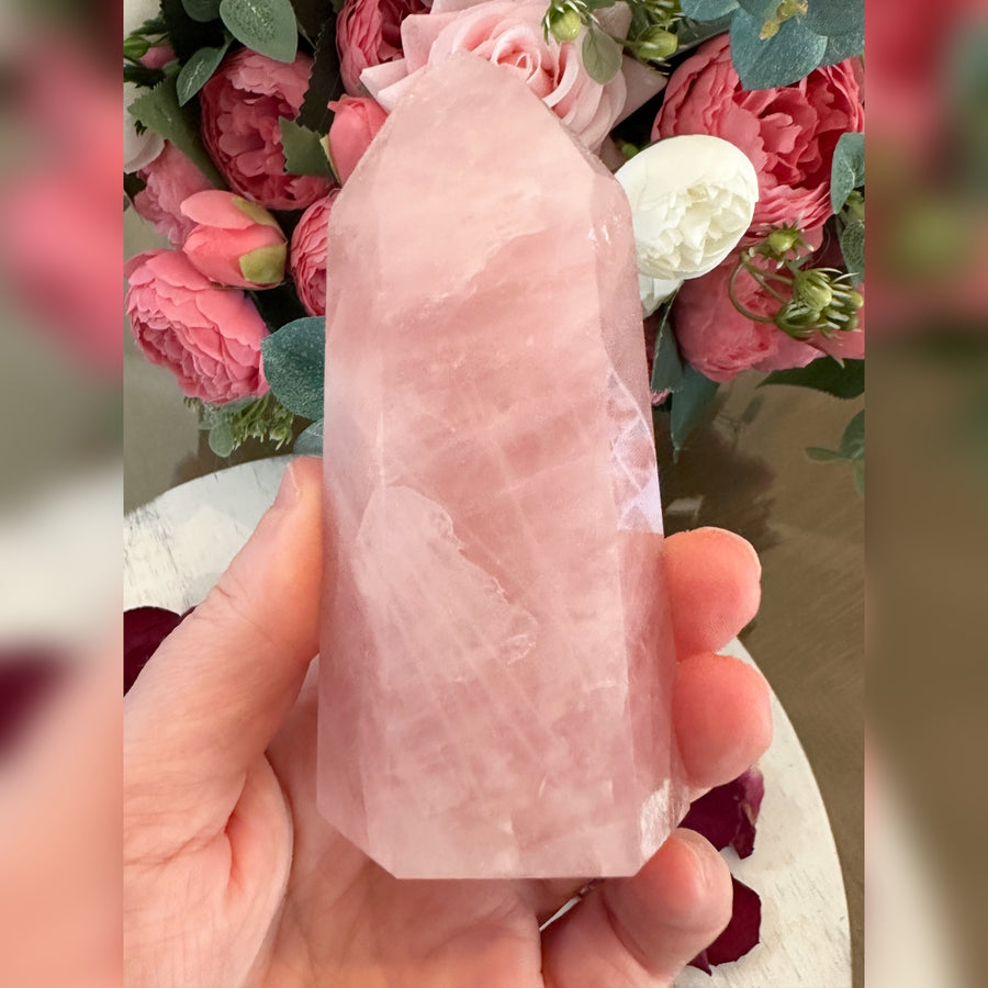 Rose Quartz Crystal Tower