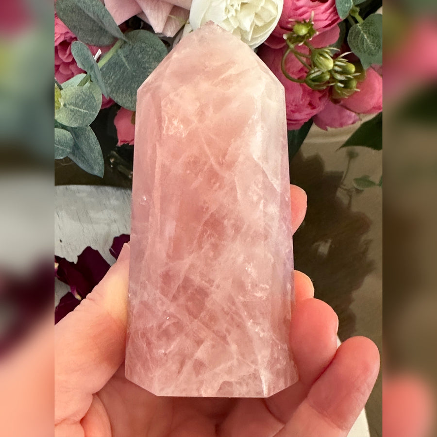 Rose Quartz Crystal Tower