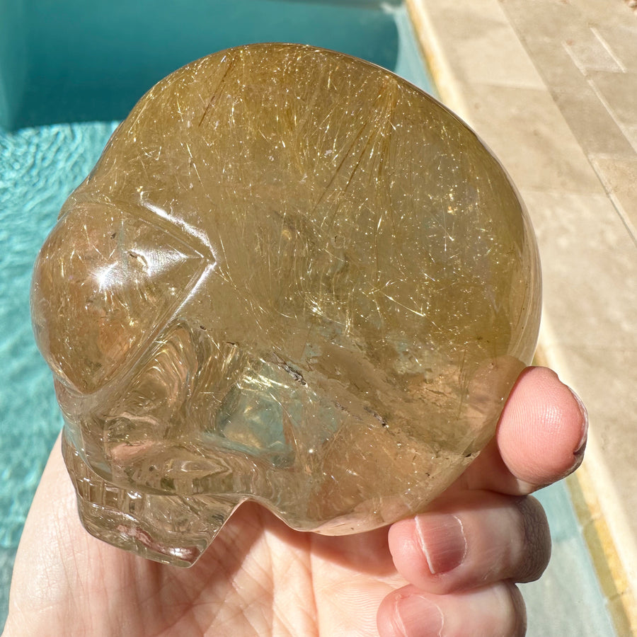 Golden Rutile Citrine Star Child Crystal Skull Carved by Leandro de Souza